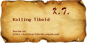 Kolling Tibold névjegykártya